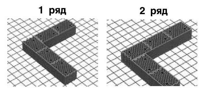 Перевязка внешнего угла из блоков Porotherm 25