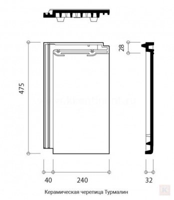 Размеры керамической черепицы БРААС Турмалин глазурь кедр